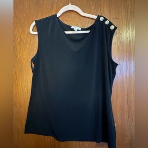 Calvin Klein Black Sleeveless Blouse with Gold Buttons